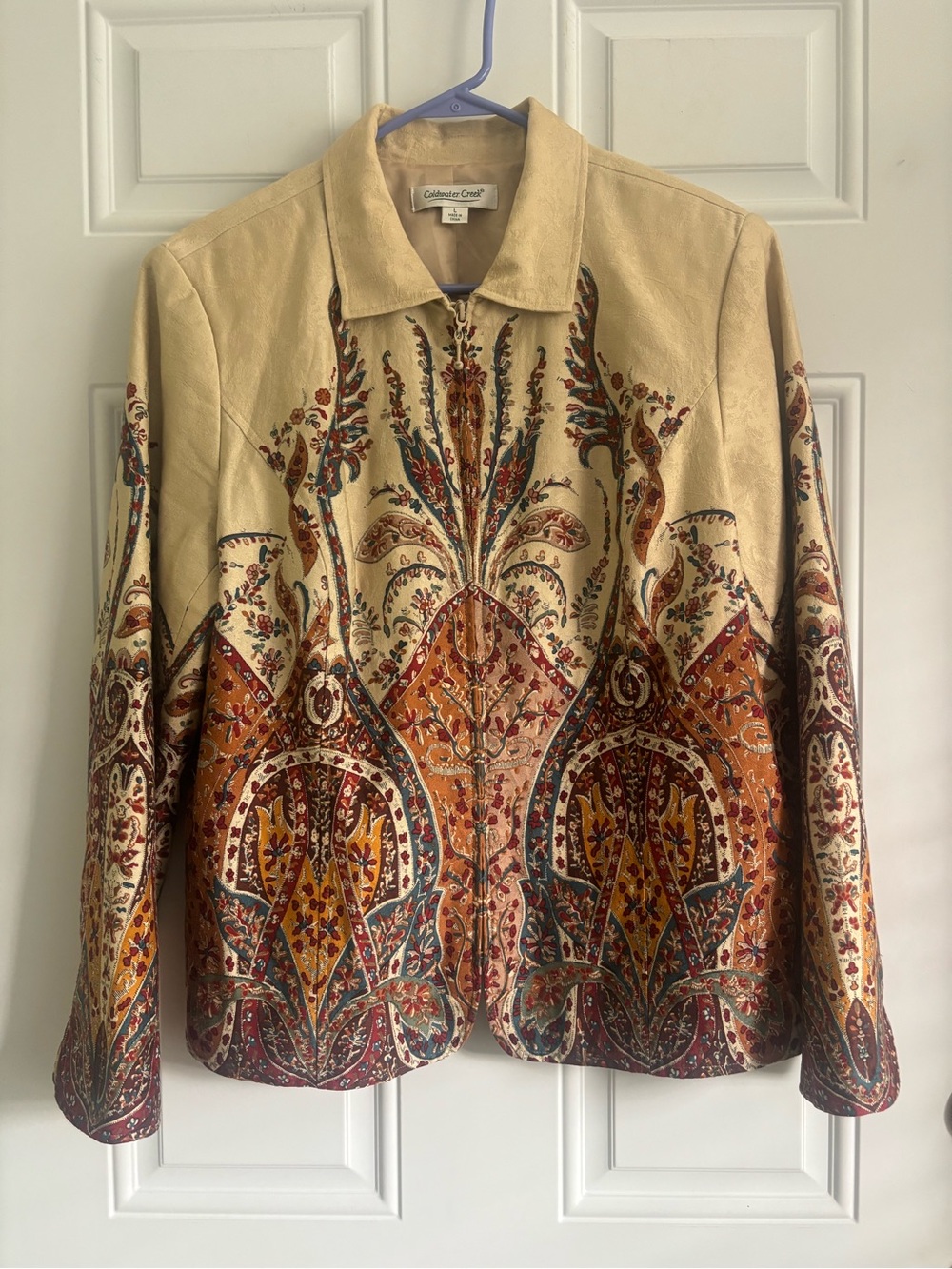 Coldwater Creek Paisley Zip-up Jacket, Size Large